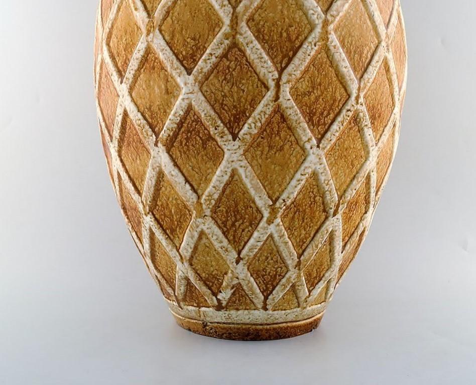 Swedish Gunnar Nylund for Rörstrand. Colossal unique floor vase with geometric pattern For Sale