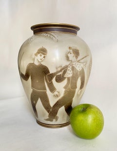 Gunnar Nylund für Rörstrand Flambierte Steingutvase, Schweden, signiert, 1930er-1940er Jahre