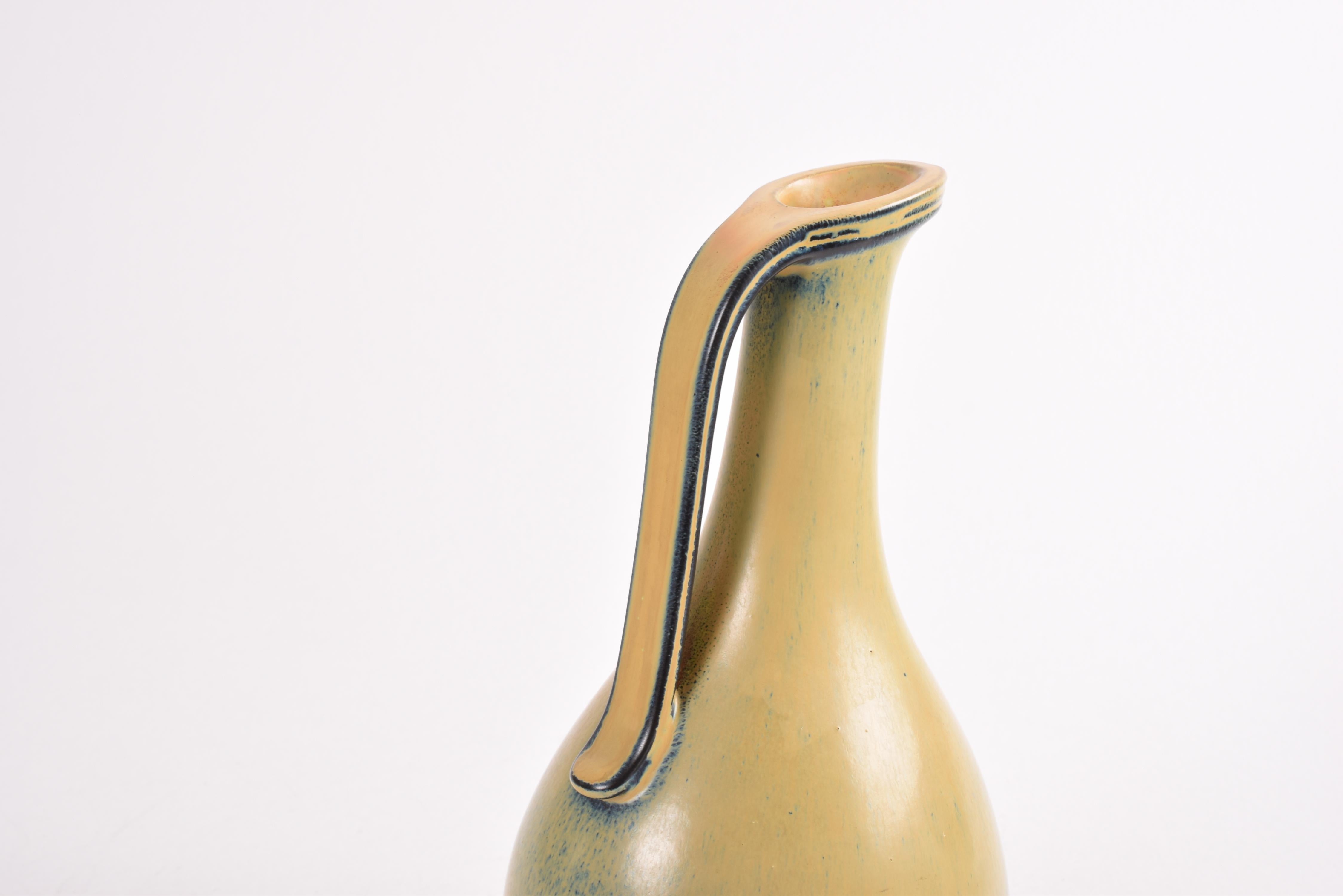 20th Century Gunnar Nylund for Rörstrand Handled Vase Yellow Glaze, Scandinavian Mid-Century For Sale
