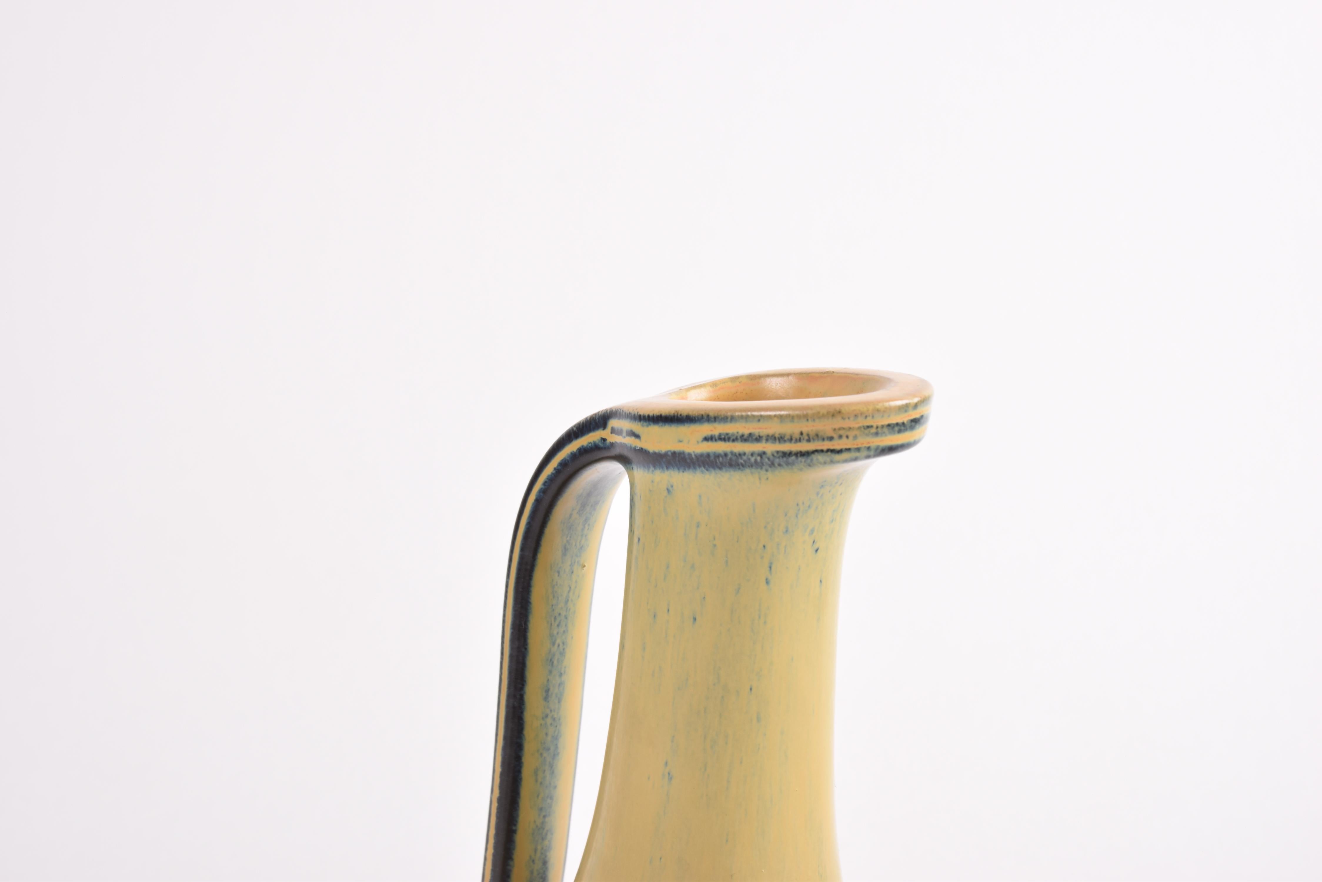 Gunnar Nylund for Rörstrand Handled Vase Yellow Glaze, Scandinavian Mid-Century For Sale 2