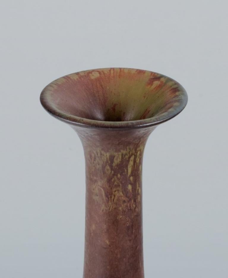 Scandinavian Modern Gunnar Nylund for Rörstrand. Large ceramic vase with brown glaze. For Sale