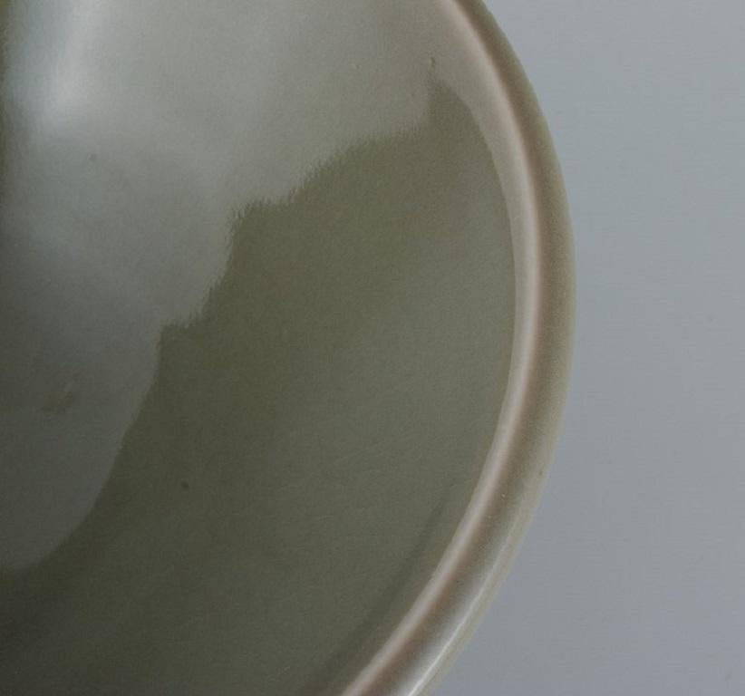 Glazed Gunnar Nylund for Rörstrand 'Lidköping', Ceramic Bowl with Grey-Green Glaze For Sale