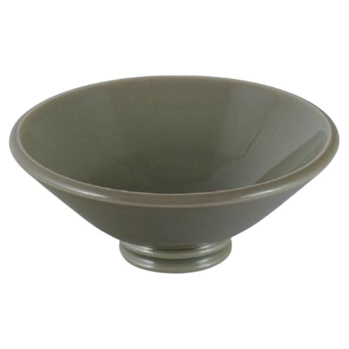 Gunnar Nylund for Rörstrand 'Lidköping', Ceramic Bowl with Grey-Green Glaze For Sale