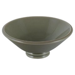 Vintage Gunnar Nylund for Rörstrand 'Lidköping', Ceramic Bowl with Grey-Green Glaze