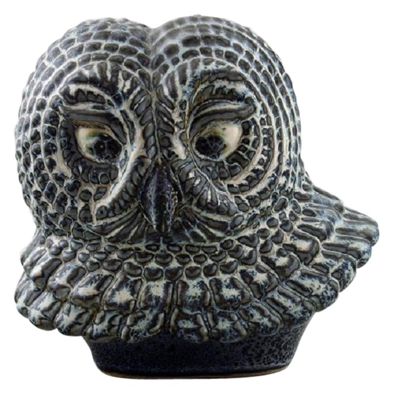 Gunnar Nylund for Rörstrand, Owl in Glazed Stoneware, 1950s