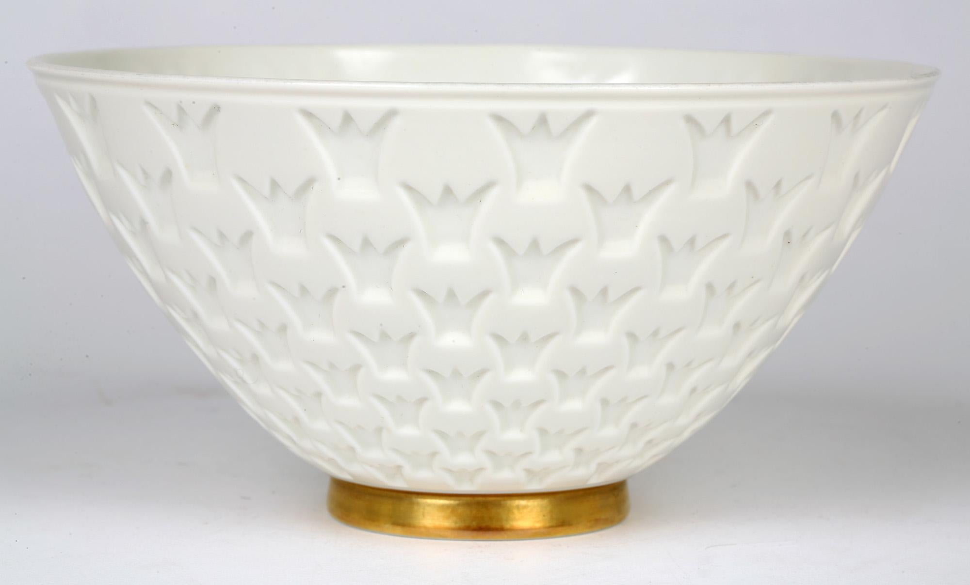 Gunnar Nylund for Rörstrand Porcelain Crown Window Bowl For Sale 4