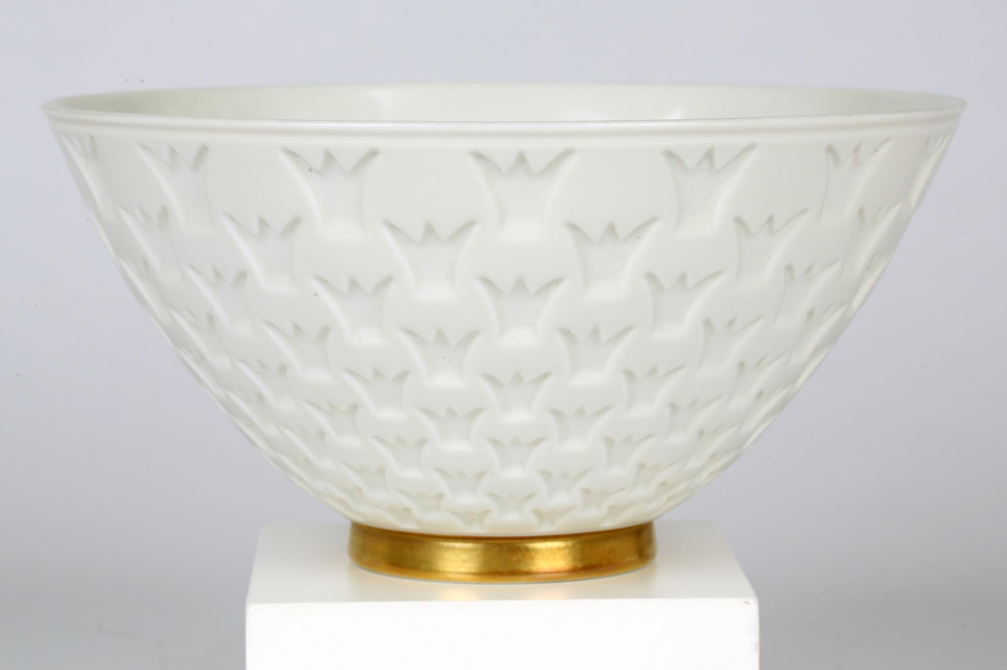 Glazed Gunnar Nylund for Rörstrand Porcelain Crown Window Bowl For Sale
