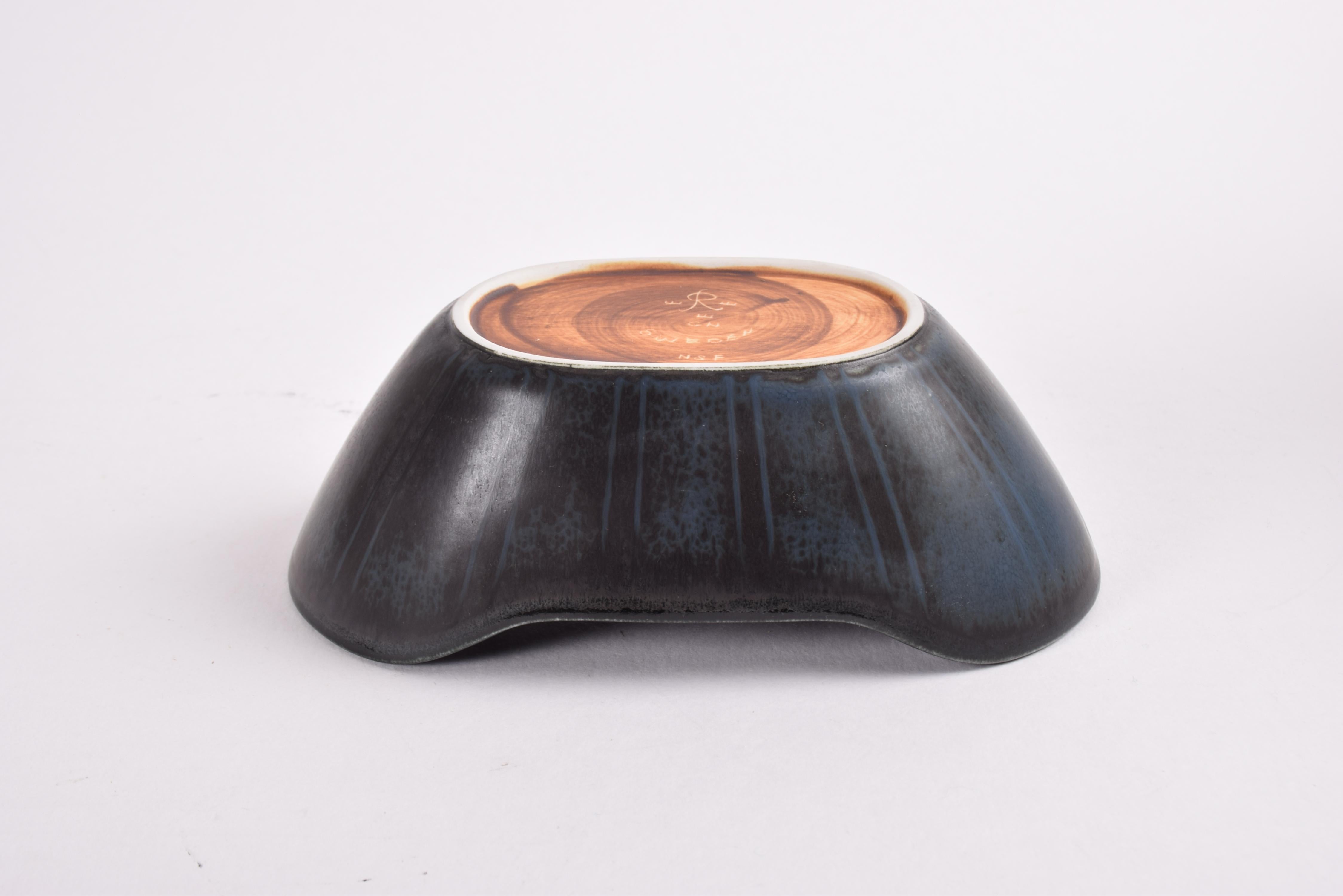 Gunnar Nylund for Rörstrand Small Oblong Bowl Black Scandinavian, 1950s 1