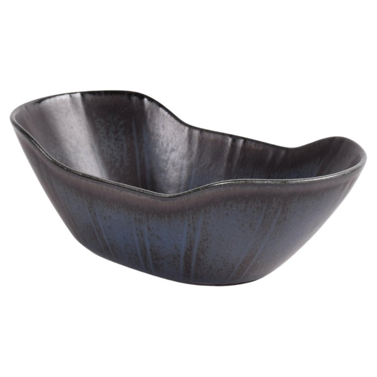 Gunnar Nylund for Rörstrand Small Oblong Bowl Black Scandinavian, 1950s