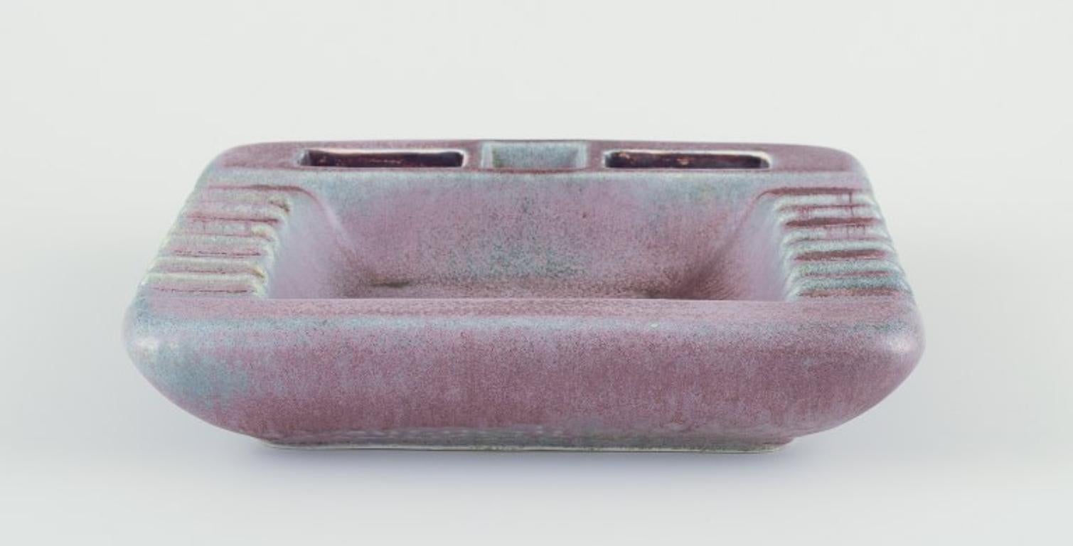 Swedish Gunnar Nylund for Rörstrand. Square ceramic cigar ashtray. Approx. 1960's For Sale