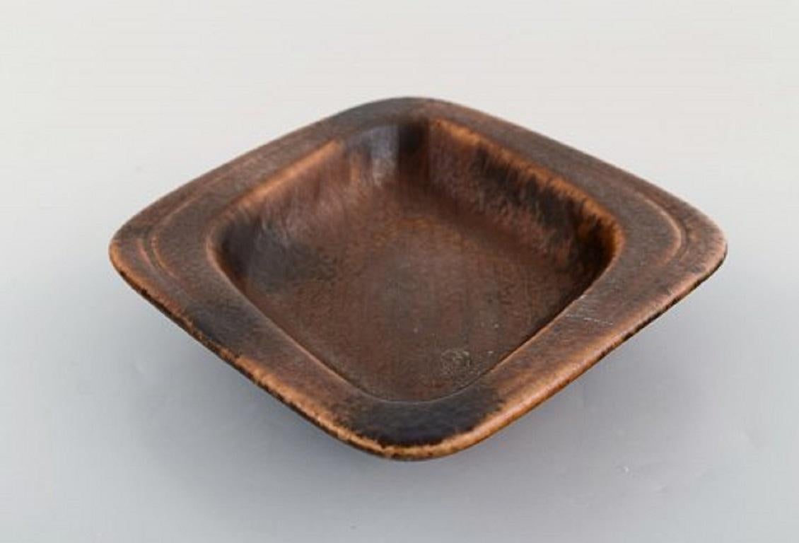 Scandinavian Modern Gunnar Nylund for Rörstrand, Square Dish in Glazed Stoneware, 1960s For Sale