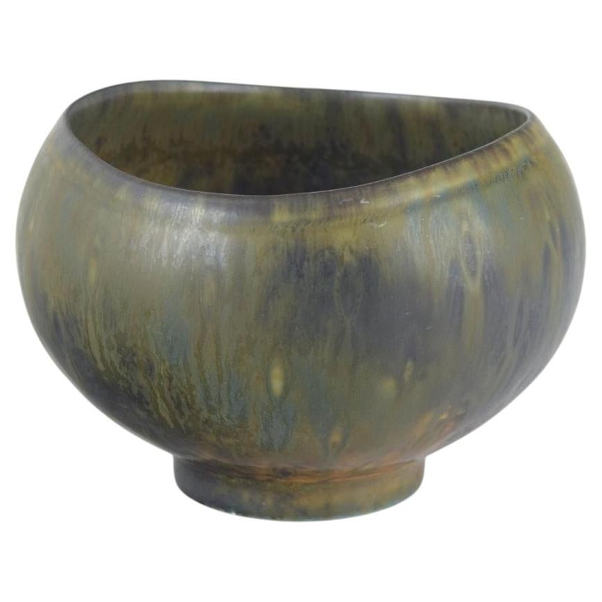 Gunnar Nylund for Rörstrand. Stoneware bowl with rounded asymmetric form.