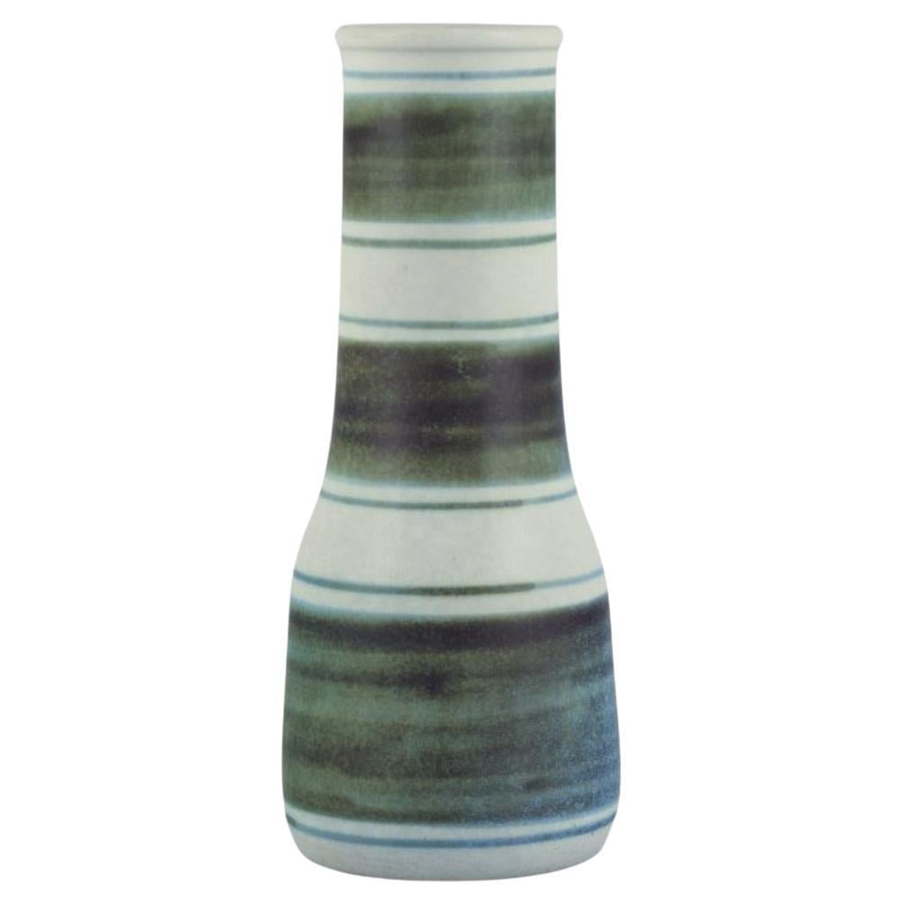 Gunnar Nylund for Rörstrand, Sweden. "Banderillo" vase with green-toned glaze.