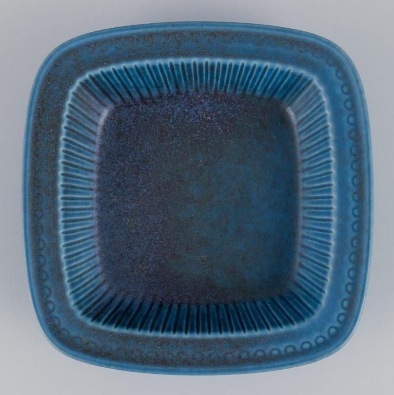 Glazed Gunnar Nylund for Rörstrand, Sweden. Low bowl with blue-toned glaze  For Sale