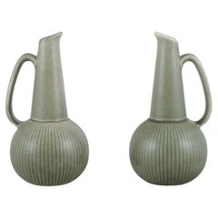 Vintage Gunnar Nylund for Rörstrand, Sweden. Pair of Ritzi ceramic pitchers. 1960s