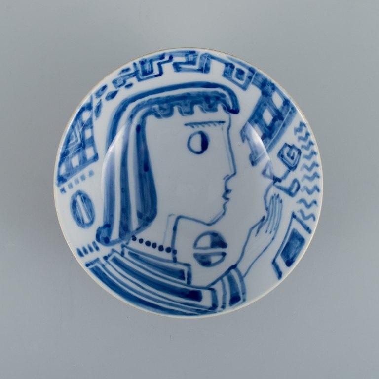 Scandinavian Modern Gunnar Nylund for Rörstrand, Sweden, Unique Ceramic Bowl with Female Face For Sale