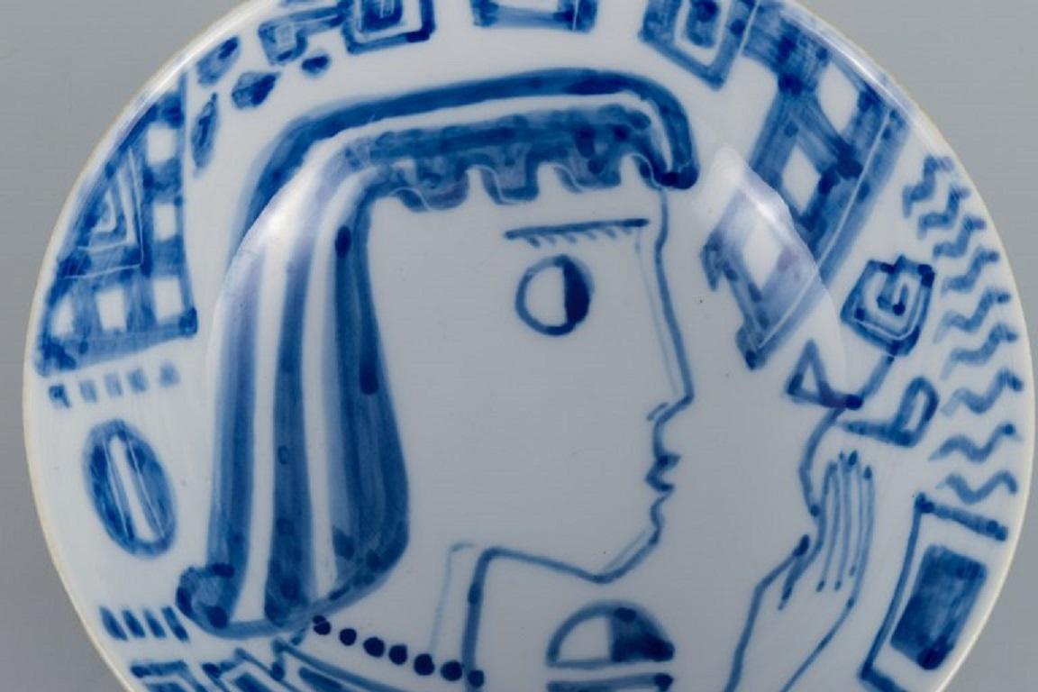 Swedish Gunnar Nylund for Rörstrand, Sweden, Unique Ceramic Bowl with Female Face For Sale