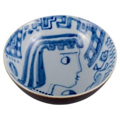 Gunnar Nylund for Rörstrand, Sweden, Unique Ceramic Bowl with Female Face