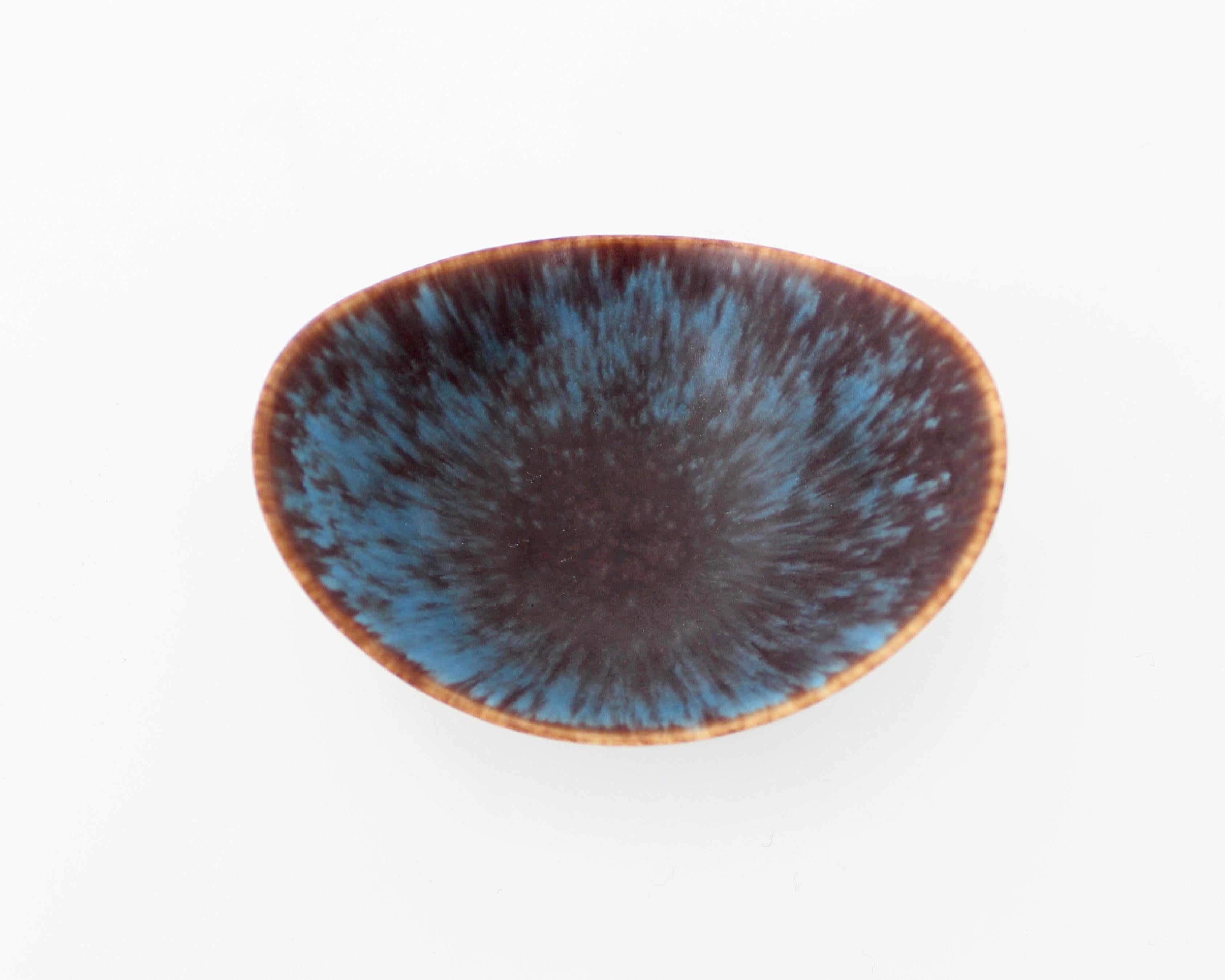 Ceramic Gunnar Nylund for Rörstrand Swedish Small Blue Dish or Bowl ARO, circa 1950