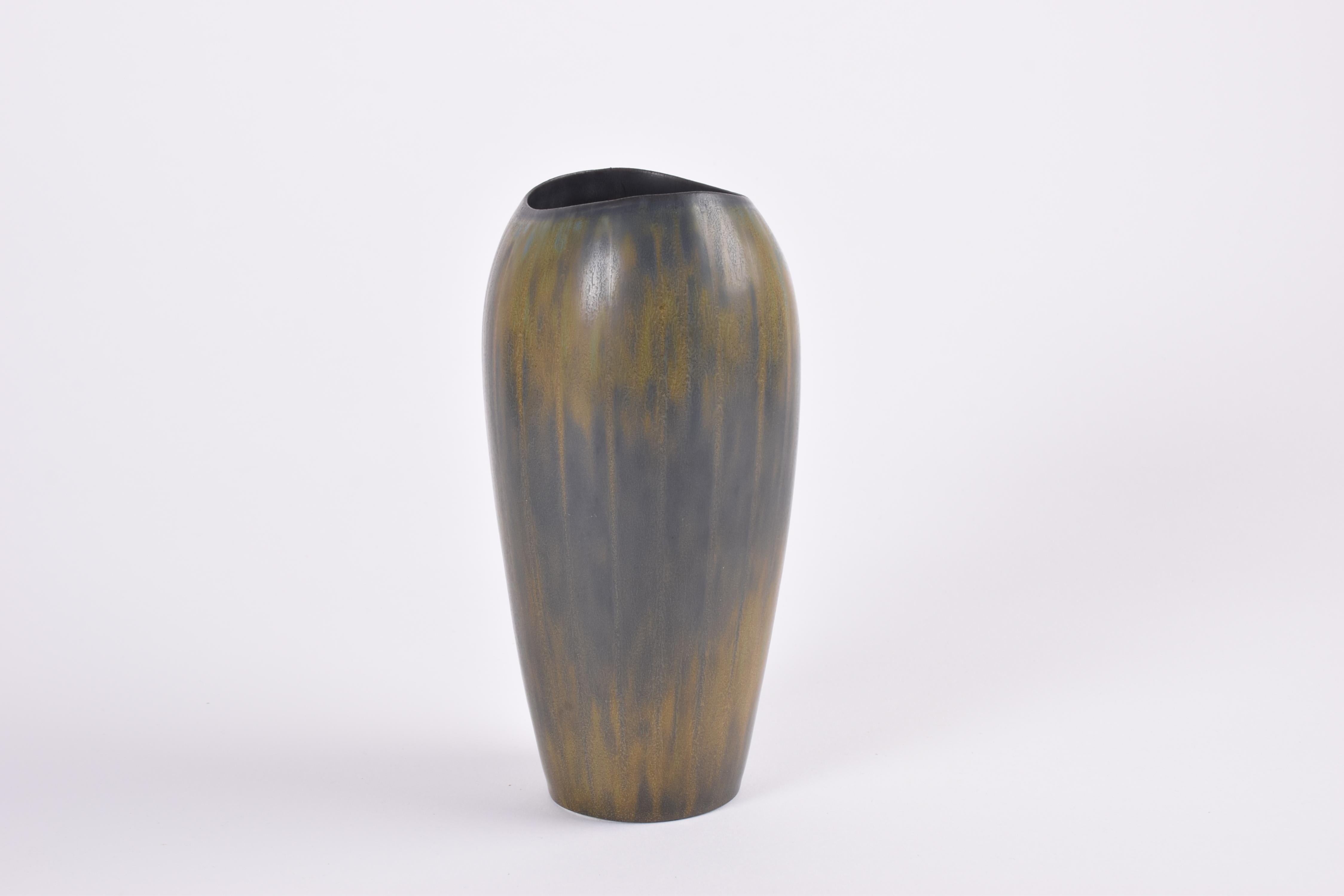 Glazed Gunnar Nylund for Rörstrand Vase AXZ, Midcentury Scandinavian Ceramic 1960s For Sale