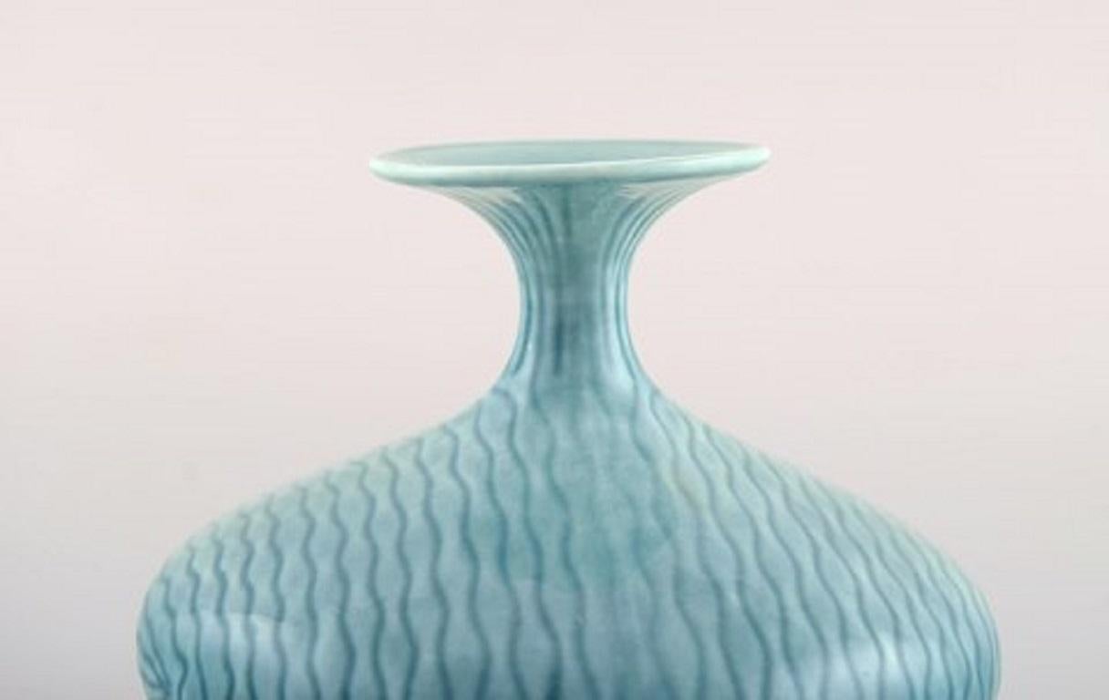 Scandinavian Modern Gunnar Nylund for Rörstrand, Vase in Glazed Ceramics, Beautiful Turquoise Glaze