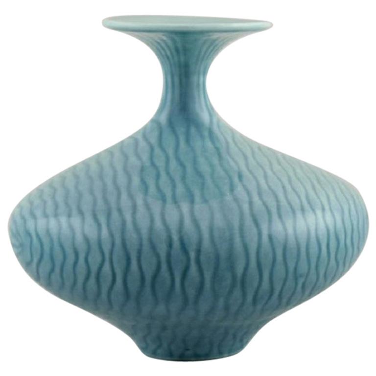 Gunnar Nylund for Rörstrand, Vase in Glazed Ceramics, Beautiful Turquoise Glaze