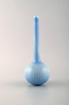 Gunnar Nylund for Rørstrand, Rare Narrow Necked Porcelain Vase in Blue Shades