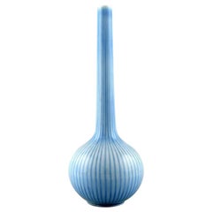 Gunnar Nylund for Rørstrand, Rare Narrow Necked Porcelain Vase in Blue Shades