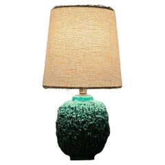 Gunnar Nylund Green Chamotte Stoneware Table Lamp. Rörstrand, 1950s.