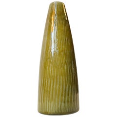 Gunnar Nylund Green Glazed Scandinavian Stoneware Vase, 1960s