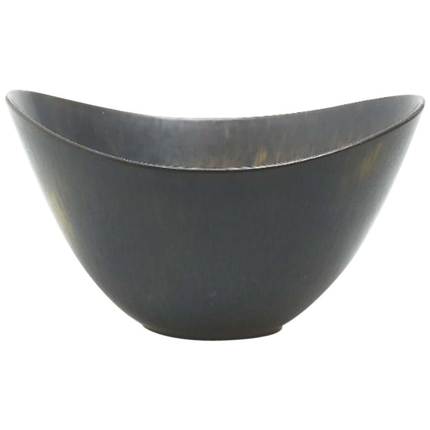 Gunnar Nylund Large AXK Bowl Dark Green Glaze Rörstrand, Sweden, 1950s