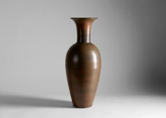Gunnar Nylund, Große braun glasierte Vase, Schweden, 1960er Jahre