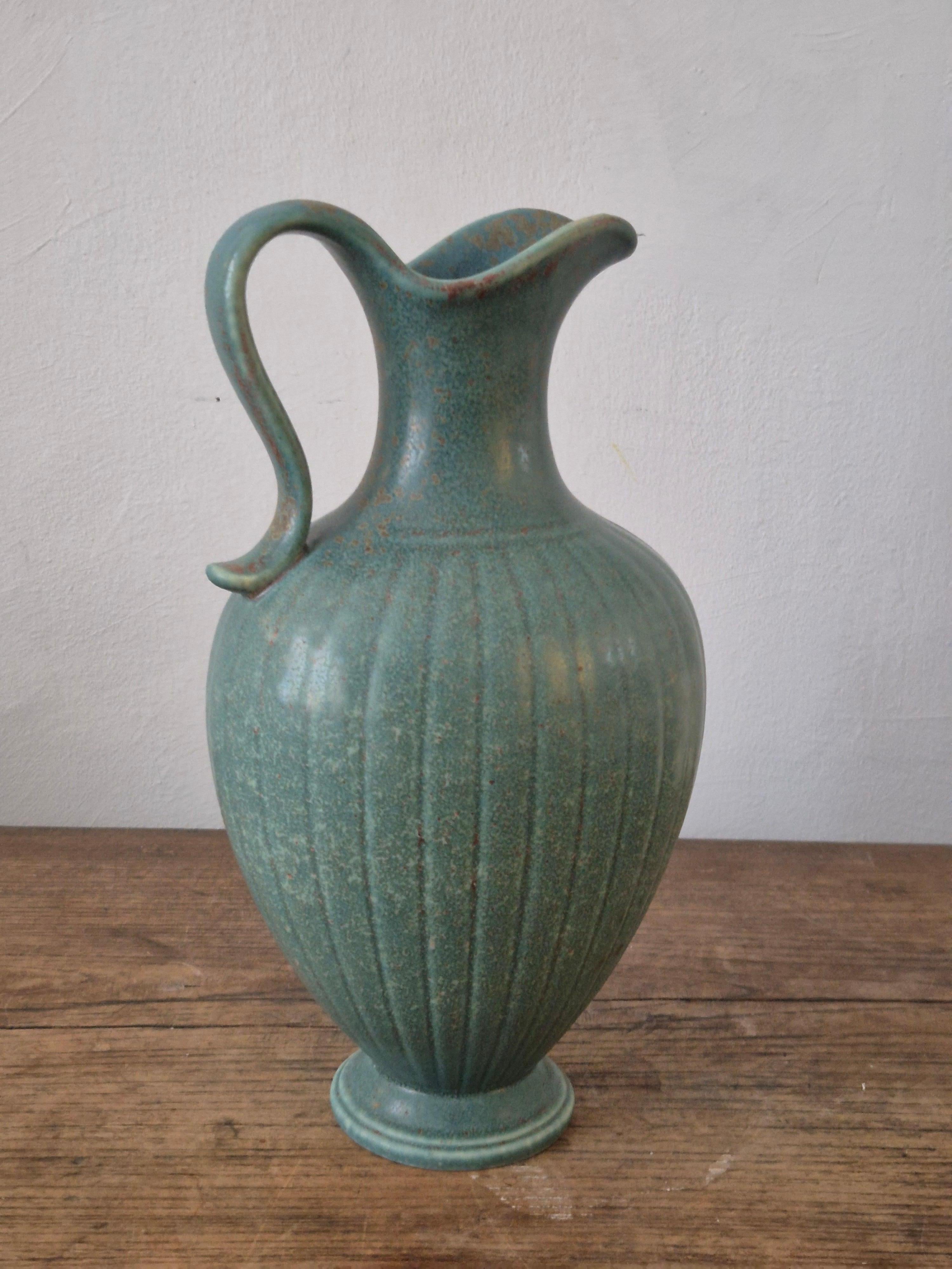 Gunnar Nylund, Large Decorative Ceramic Vase / Carafe, Scandinavian Modern In Good Condition For Sale In Stockholm, SE