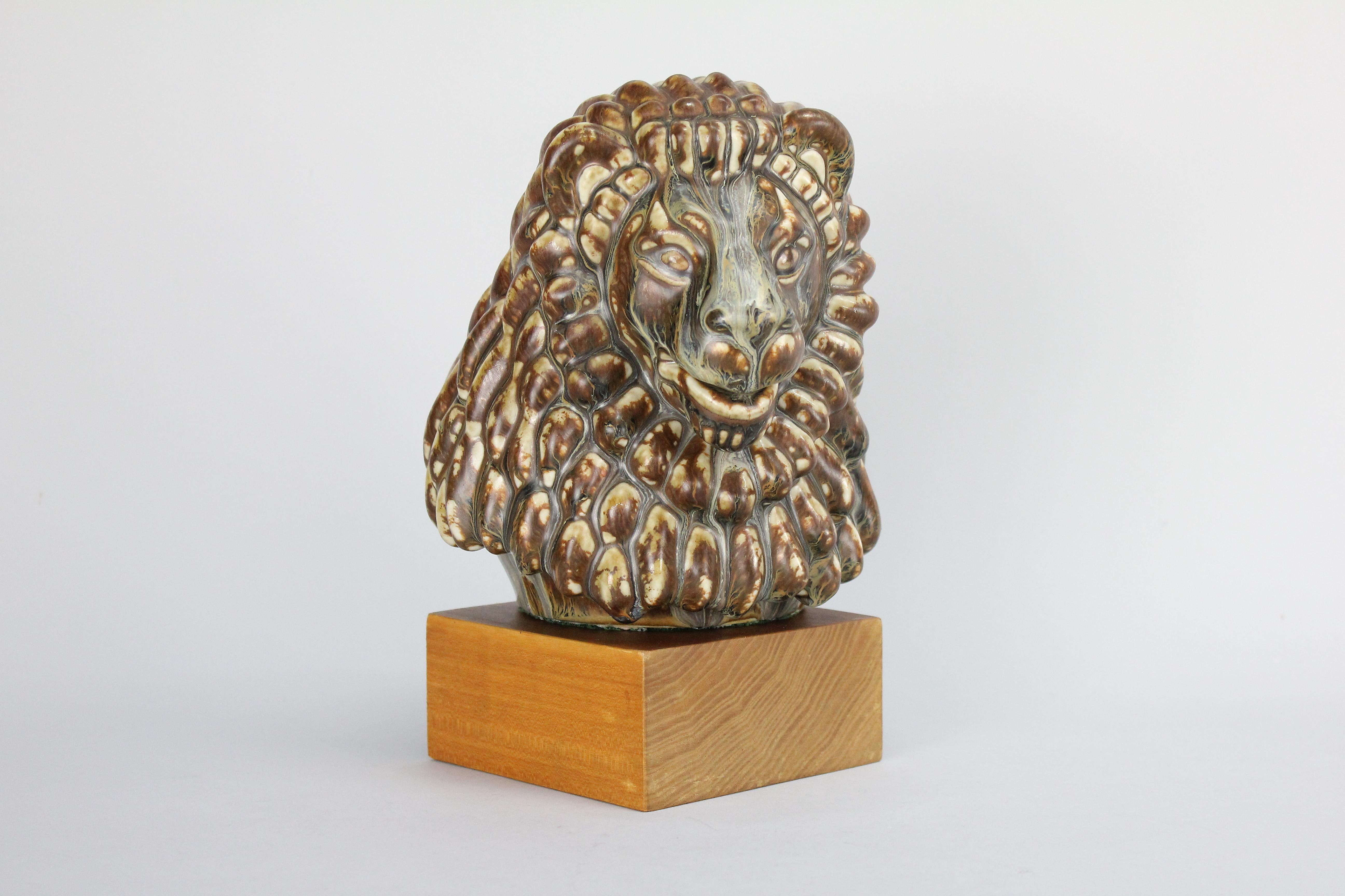 Gunnar Nylund Lions Head in Ceramic, Rörstrand, Sweden, 1950s 3