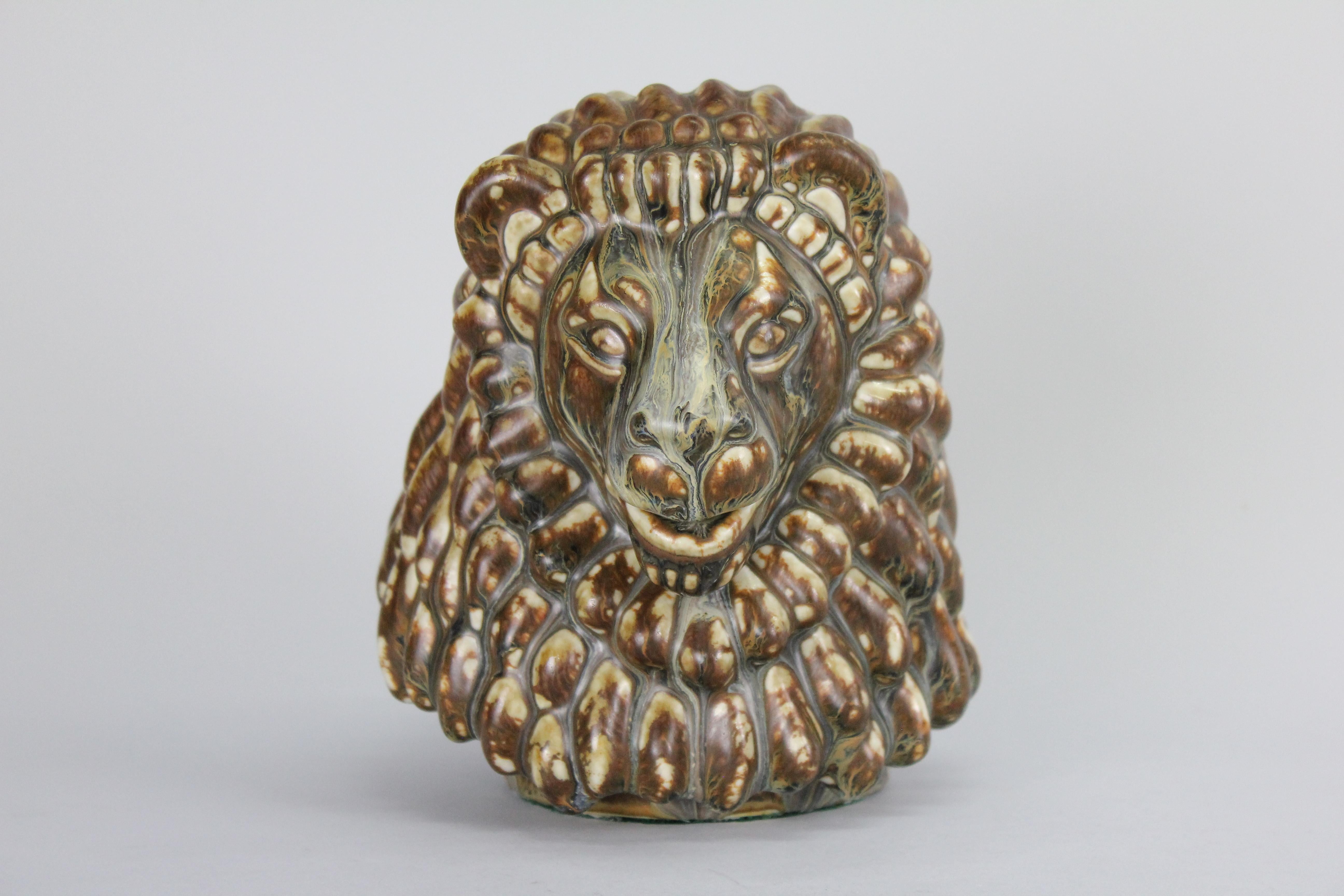 Gunnar Nylund Lions Head in Ceramic, Rörstrand, Sweden, 1950s 4