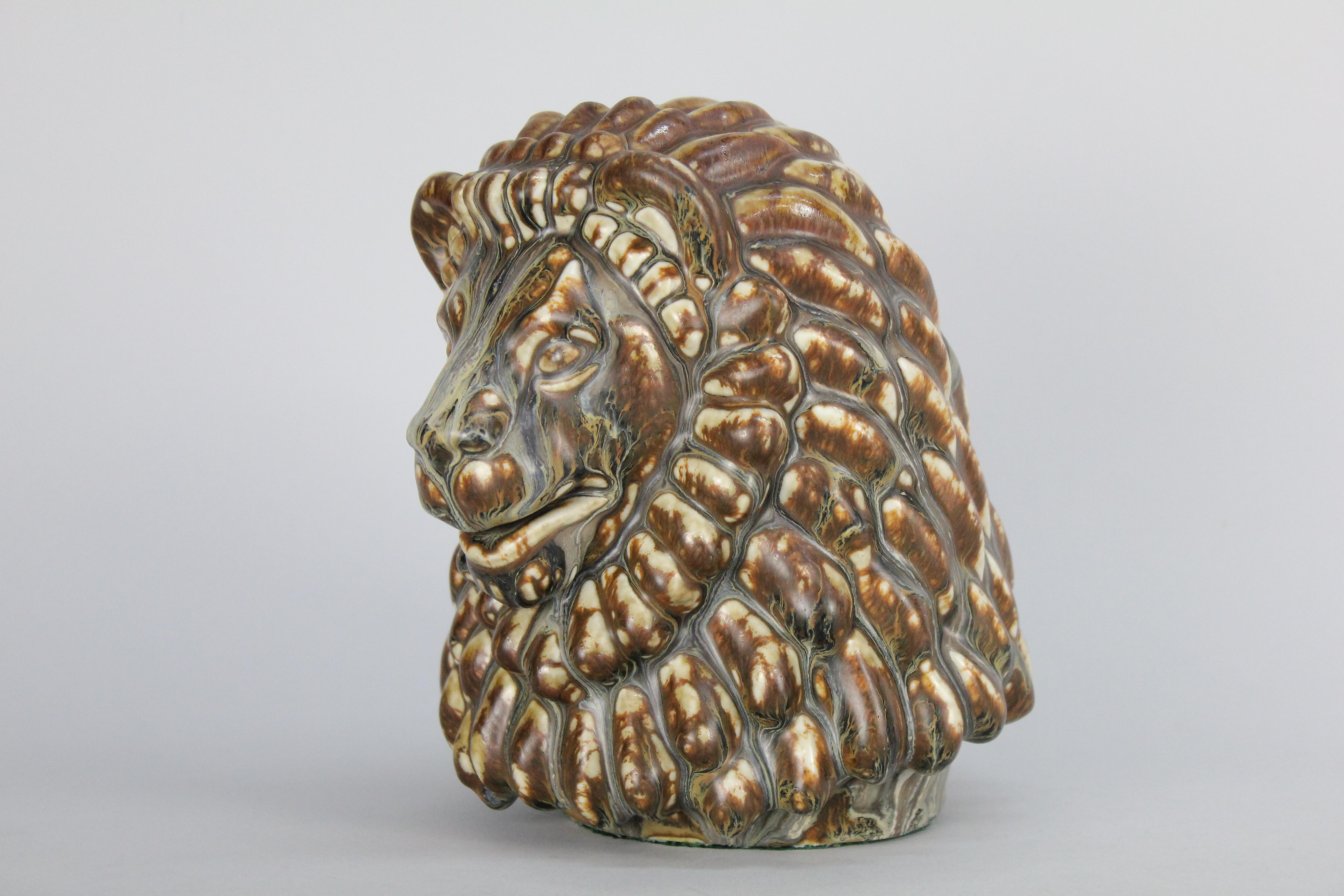 Gunnar Nylund Lions Head in Ceramic, Rörstrand, Sweden, 1950s 5