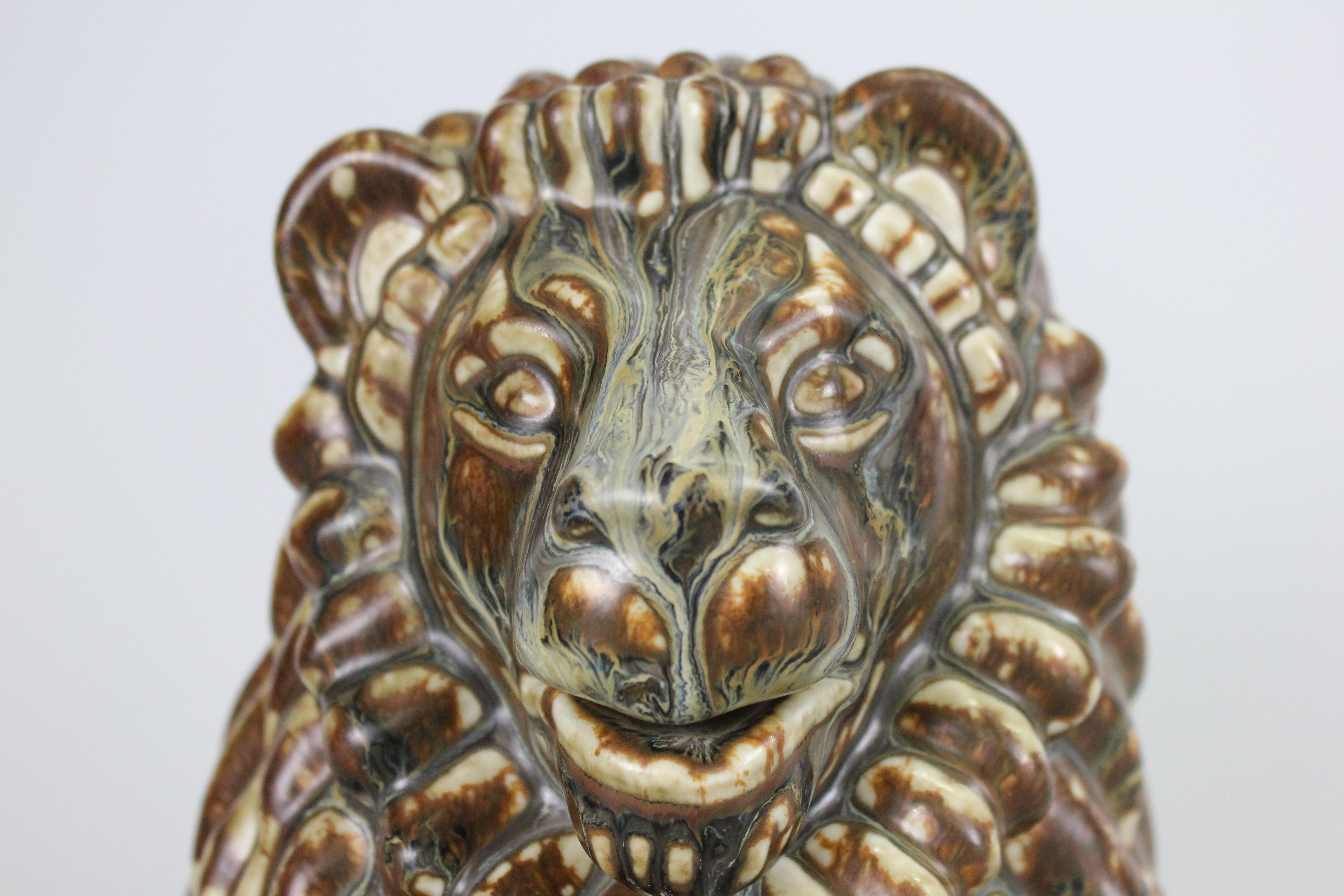 Gunnar Nylund Lions Head in Ceramic, Rörstrand, Sweden, 1950s 7