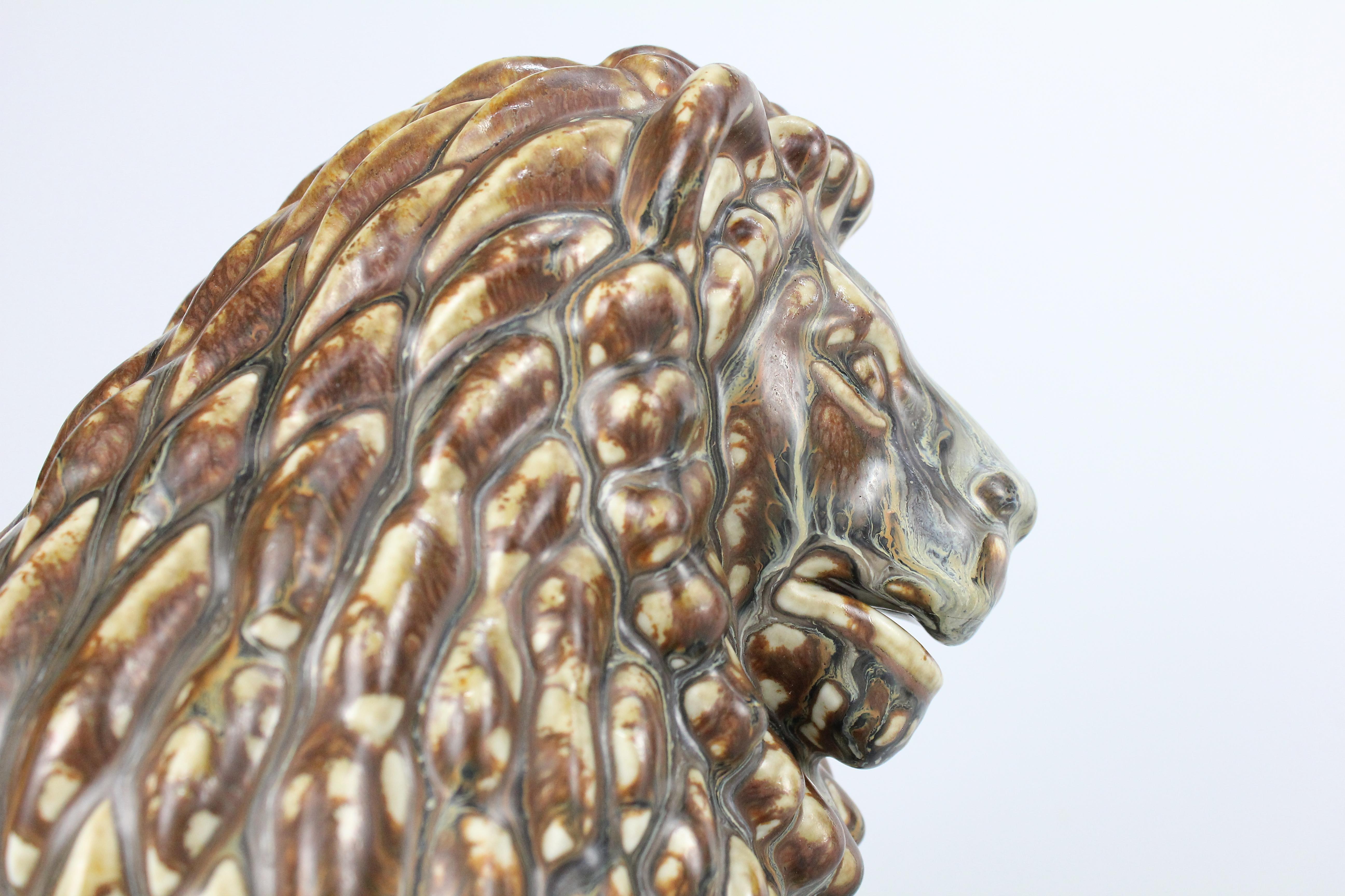 Gunnar Nylund Lions Head in Ceramic, Rörstrand, Sweden, 1950s 8