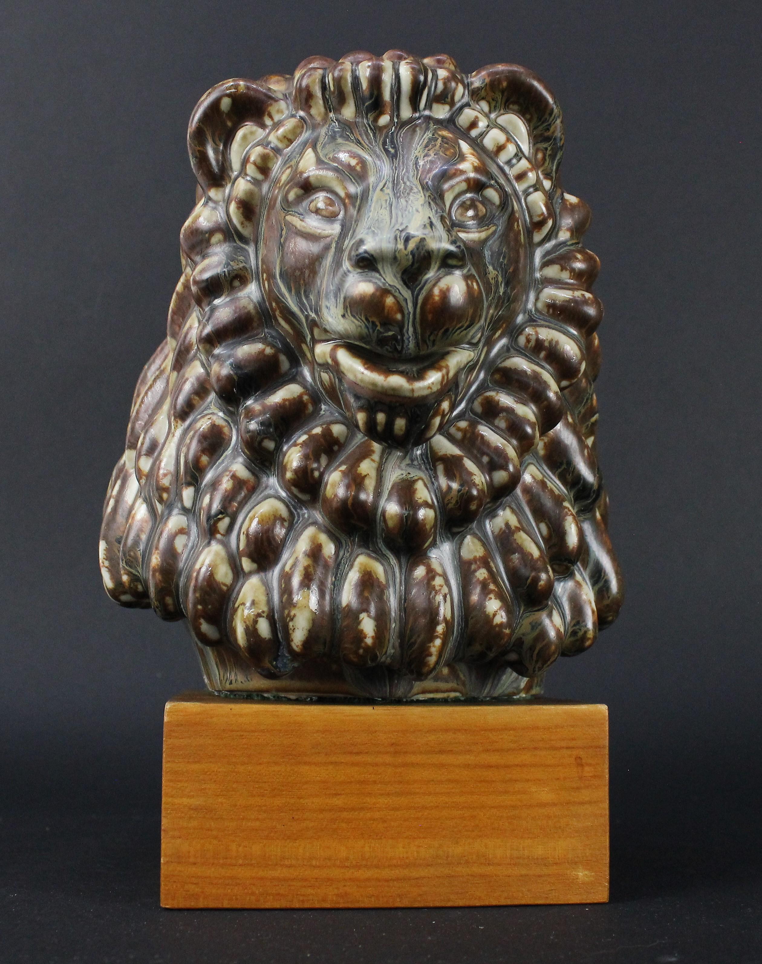 Gunnar Nylund Lions Head in Ceramic, Rörstrand, Sweden, 1950s 9