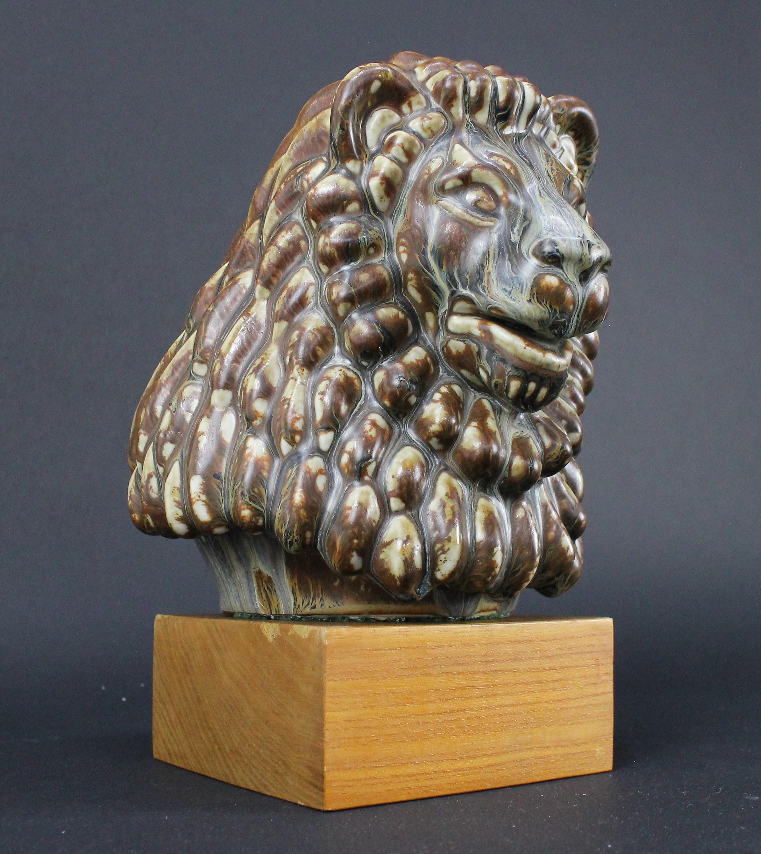 Gunnar Nylund Lions Head in Ceramic, Rörstrand, Sweden, 1950s 10