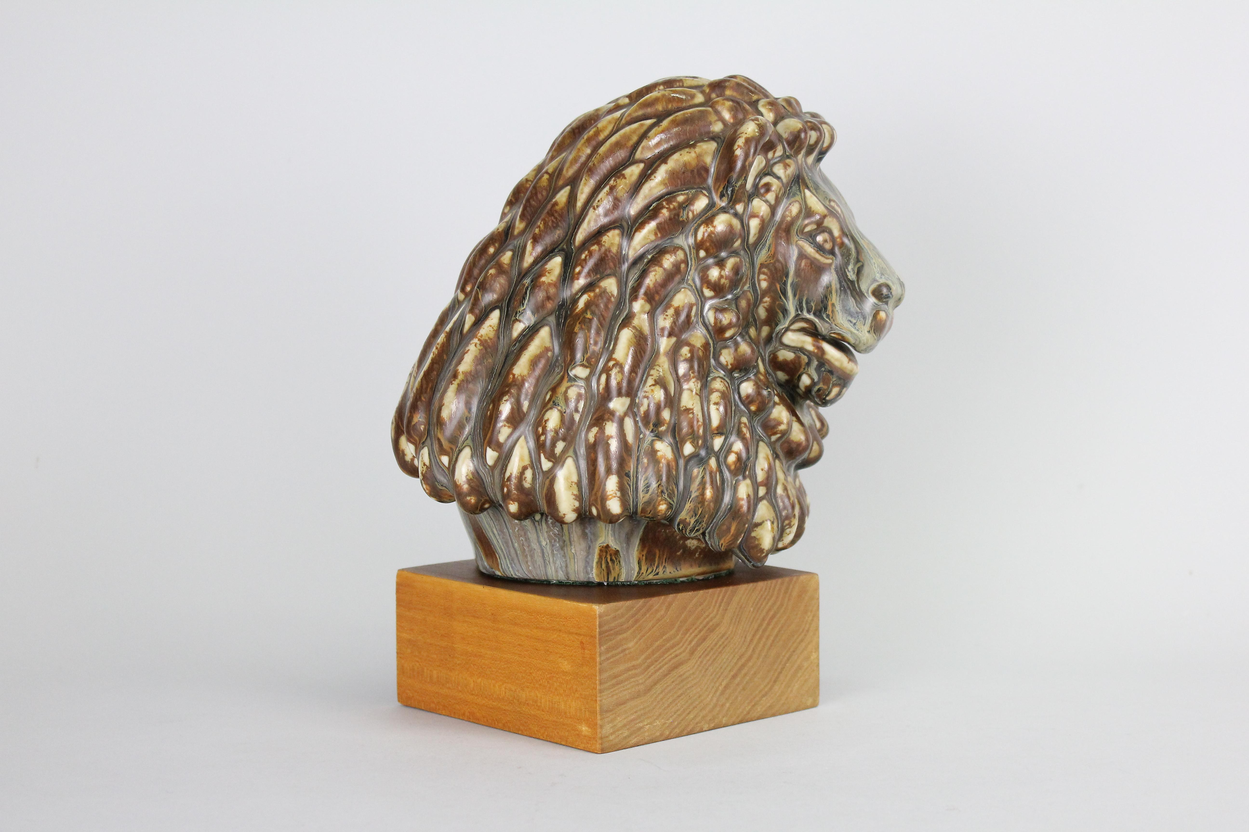 Gunnar Nylund Lions Head in Ceramic, Rörstrand, Sweden, 1950s 1