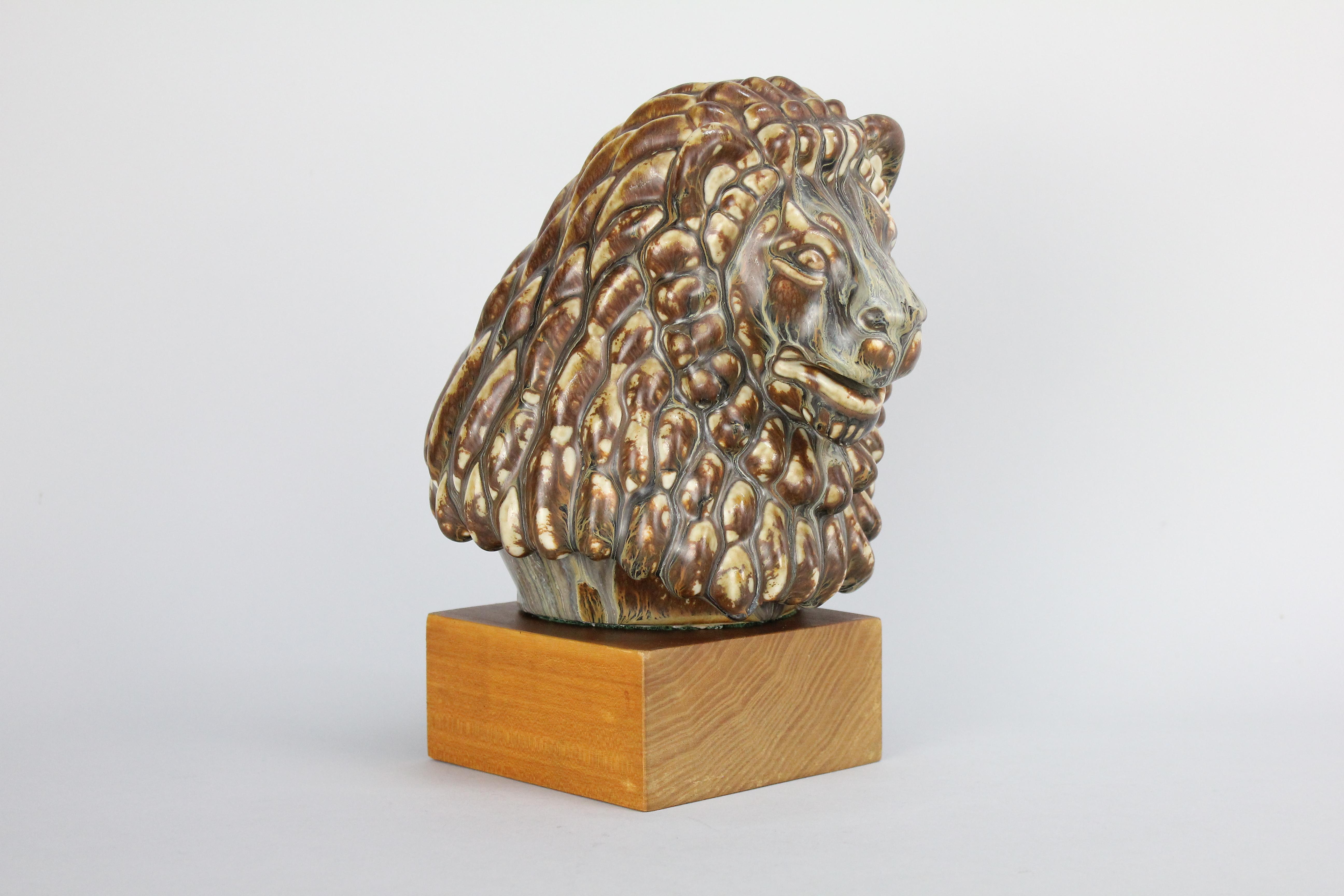 Gunnar Nylund Lions Head in Ceramic, Rörstrand, Sweden, 1950s 2