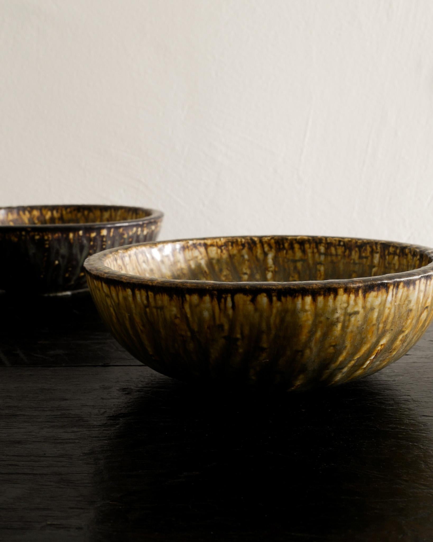 Scandinavian Modern Gunnar Nylund Mid Century Ceramic Stoneware Bowls by Rörstrand Sweden, 1950s  For Sale