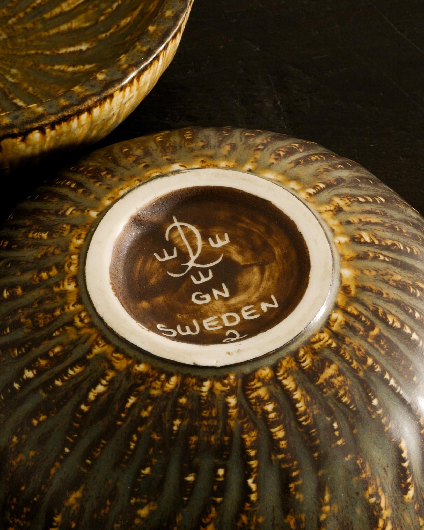 Gunnar Nylund Mid Century Ceramic Stoneware Bowls by Rörstrand Sweden, 1950s  In Good Condition For Sale In Stockholm, SE
