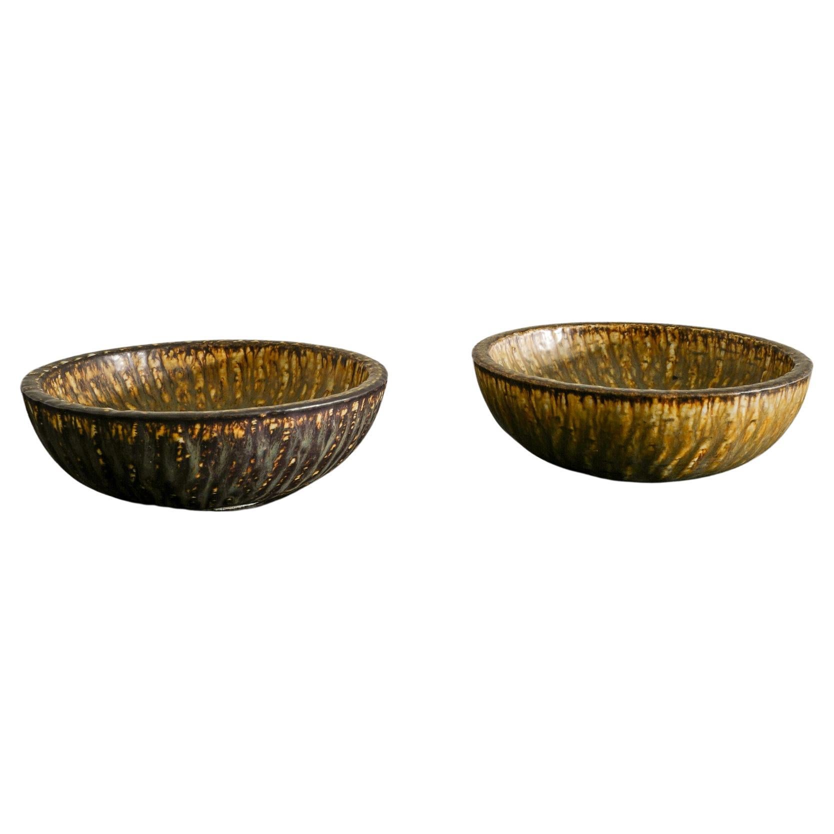 Gunnar Nylund Mid Century Ceramic Stoneware Bowls by Rörstrand Sweden, 1950s 