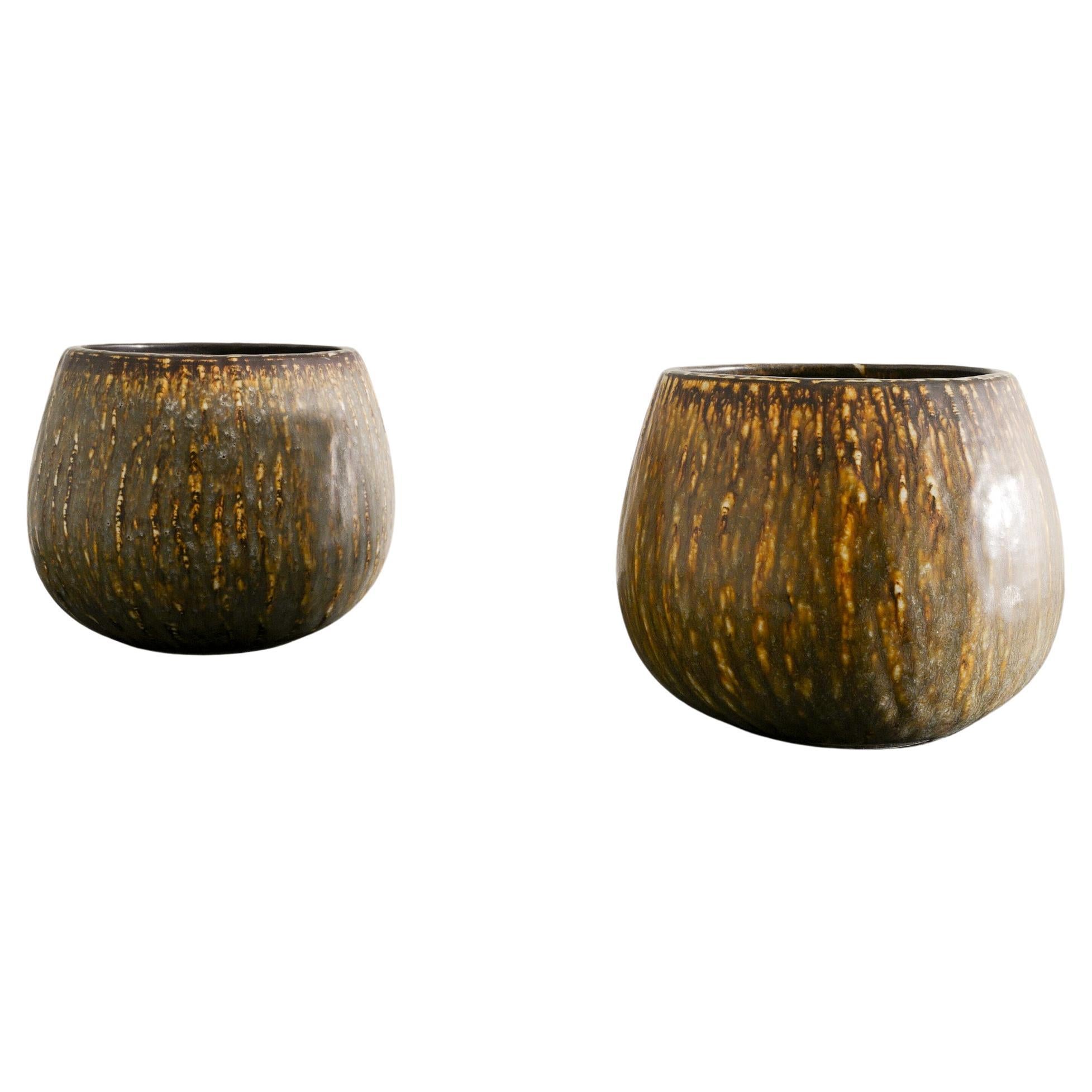 Gunnar Nylund Mid Century Ceramic Stoneware Bowls by Rörstrand Sweden, 1950s  For Sale