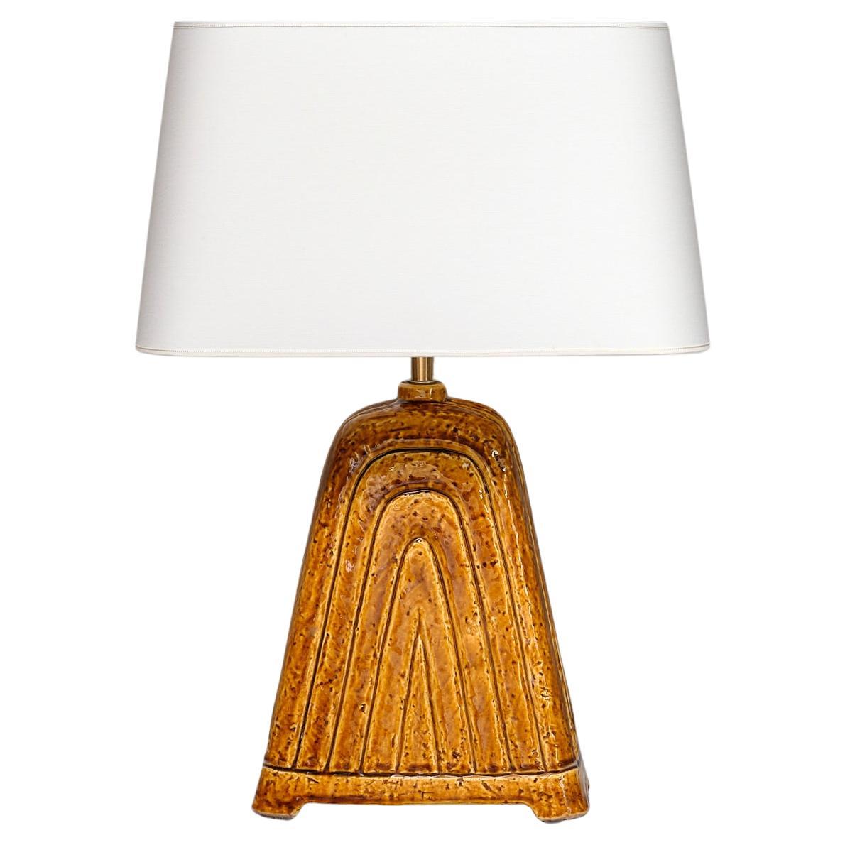 Lampada da tavolo 'Chamotte' giallo senape di Gunnar Nylund, Rörstrand, Svezia, anni '50