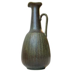 Gunnar Nylund Olive Green Ceramic Collier Jug Vase for Rörstrand, 1960s