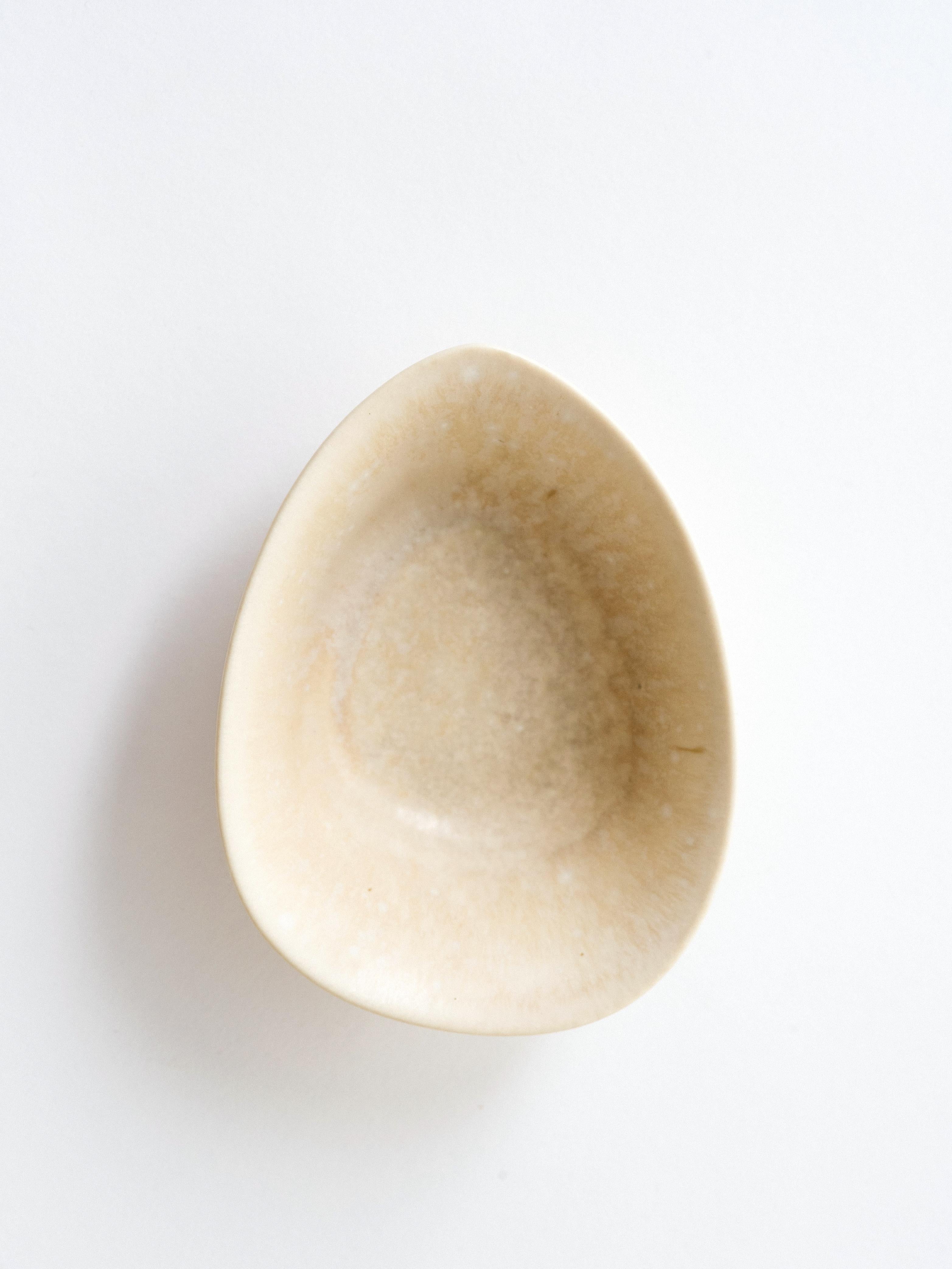 Modern Gunnar Nylund Petite Teardrop Ceramic Bowl in Latte Glaze for Rorstrand