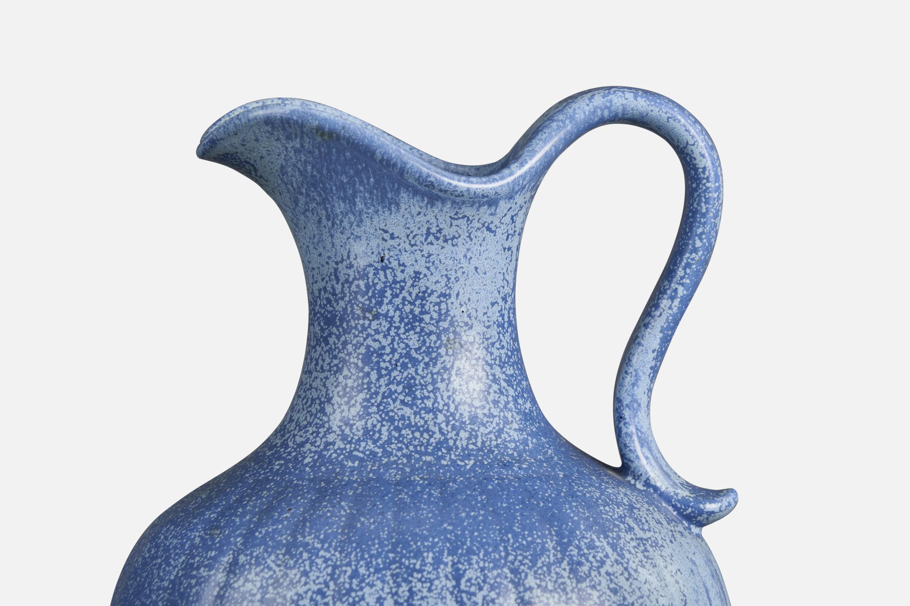 A stoneware pitcher designed by Gunnar Nylund and produced by Rörstrand, Sweden, 1940s.
